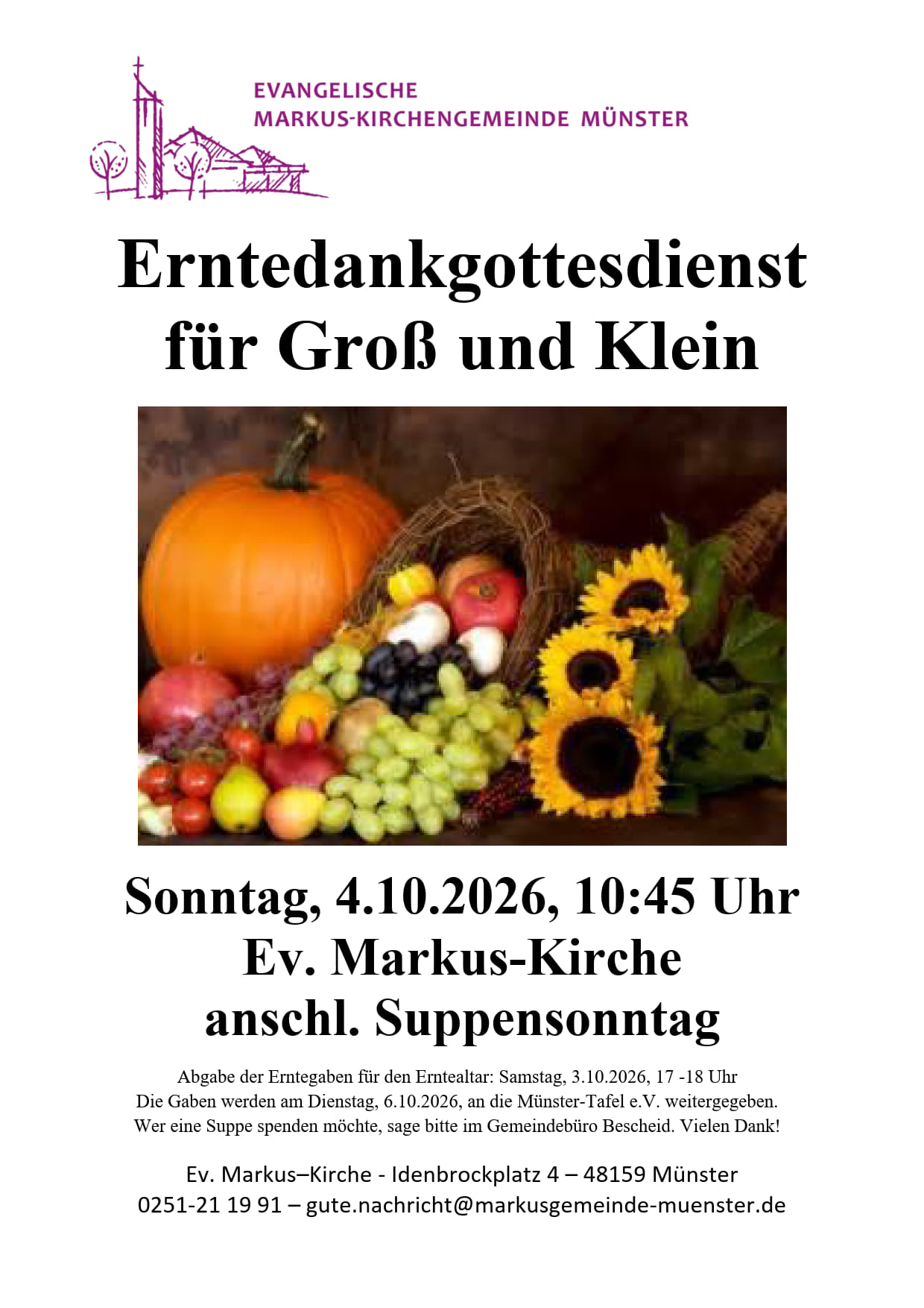 Erntedankgottesdienst für Groß und Klein mit Aktion "1 Pfund mehr", Pfarrerin Barbara Stoll-Großhans